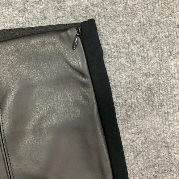 Ann Taylor Faux Leather Pants Womens 8 Black Stretch Panel Side Zip Tapered - Picture 4 of 11